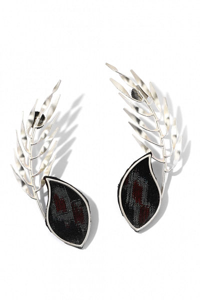 Silver wheat crop earrings