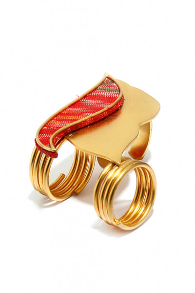 Gold plated abstract shaped double ring