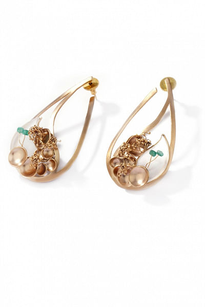 Gold plated emerald earrings