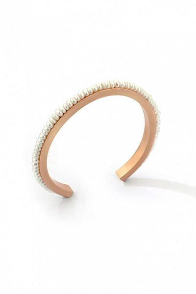 Gold plated pearl embellished bangle