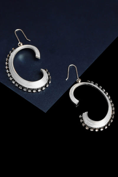 Silver plated C earrings