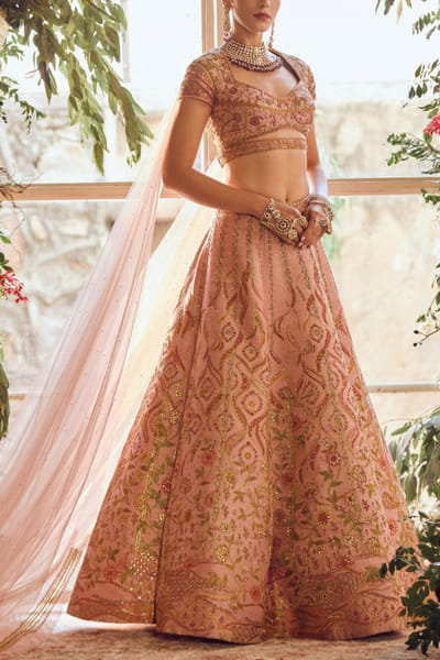 Antique rose lehenga set