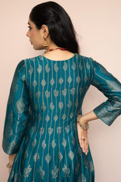 Safaa Teal zari gota anarkali set SAFOCT25D136230