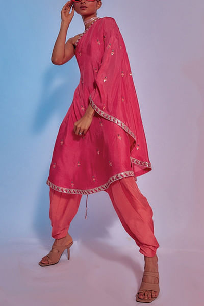 Pink one shoulder tunic and pants