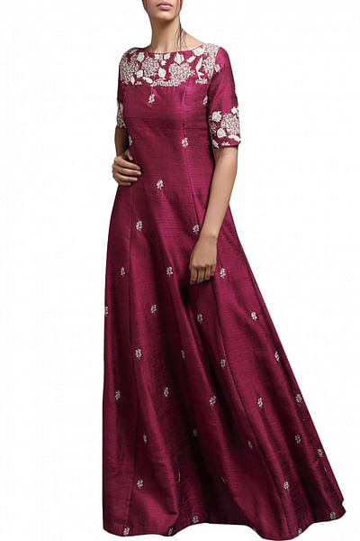 Beetroot embellished gown