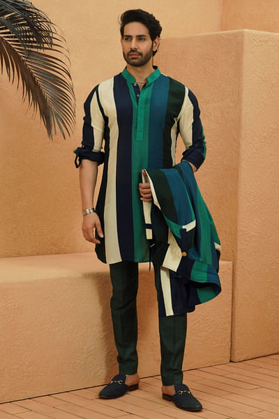 Multicolour stripe printed kurta
