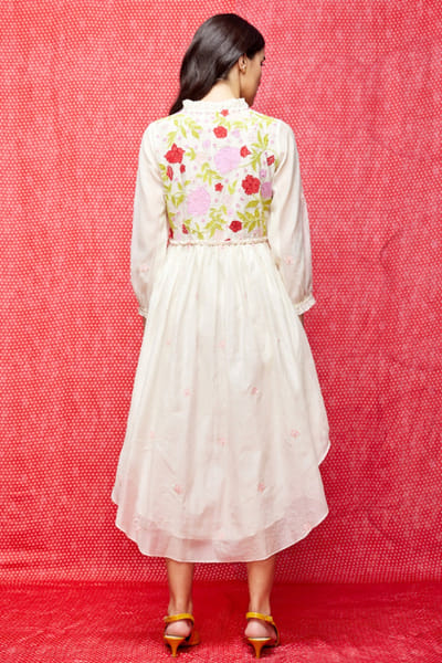 Swati Vijaivargie Ivory applique embroidered tunic dress SWATJUN26D148212