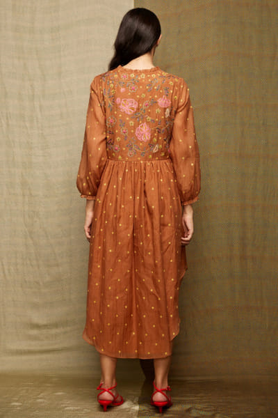 Swati Vijaivargie Brown sequin embroidered tunic dress SWATJUN26D148237