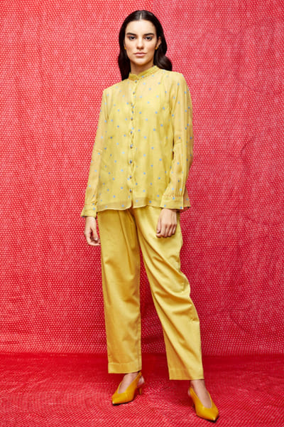 Swati Vijaivargie Yellow cotton satin pants SWATJUN26D148219