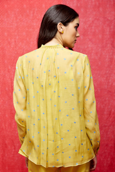 Swati Vijaivargie Yellow bead embroidered shirt SWATJUN26D148218