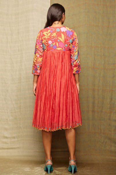 Swati Vijaivargie Red applique embroidered tunic dress SWATJUN26D148225