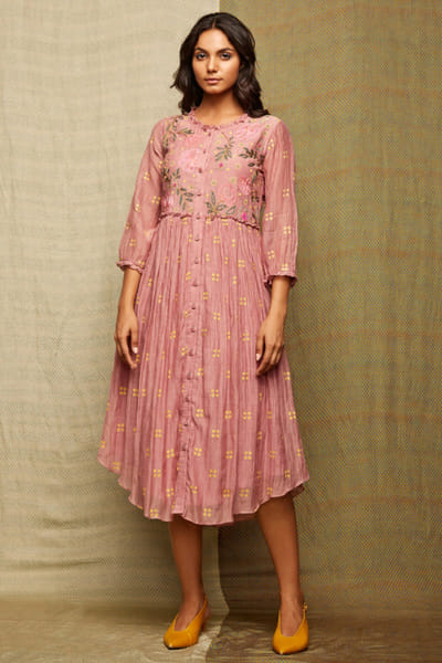 Swati Vijaivargie Blush pink floral embroidered tunic dress SWATJUN26D148235