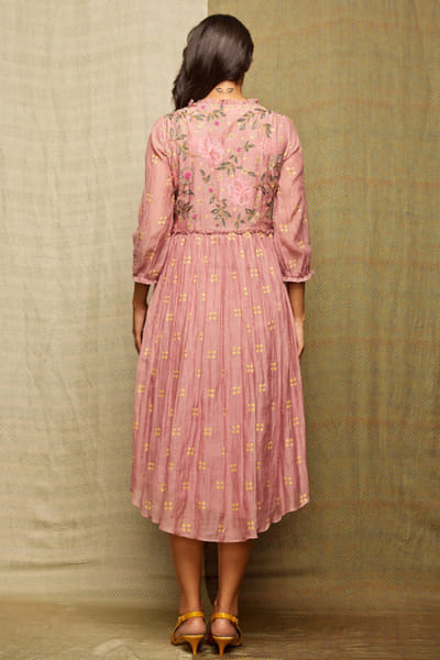 Swati Vijaivargie Blush pink floral embroidered tunic dress SWATJUN26D148235