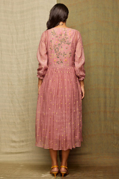 Swati Vijaivargie Blush pink bead embroidered tunic dress SWATJUN26D148233