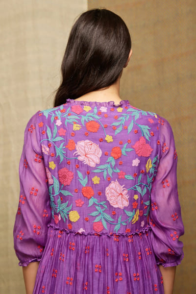 Swati Vijaivargie Purple applique embroidered tunic dress SWATJUN26D148226