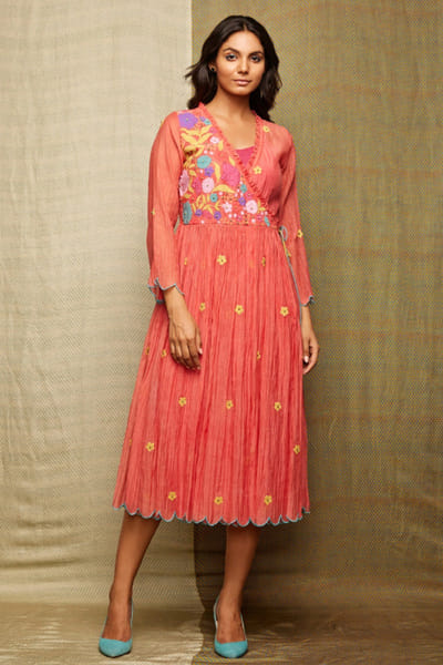 Swati Vijaivargie Red applique wrap dress SWATJUN26D148222