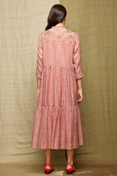 Swati Vijaivargie Blush pink sequin embroidered tiered dress SWATJUN26D148234