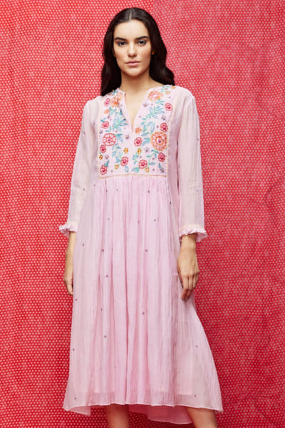 Swati Vijaivargie Pink kantha embroidered kurta SWATJUN26D148228