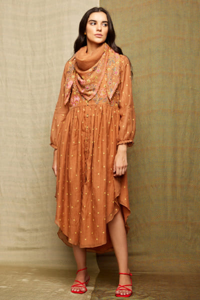 Swati Vijaivargie Brown sequin embroidered scarf SWATJUN26D148238