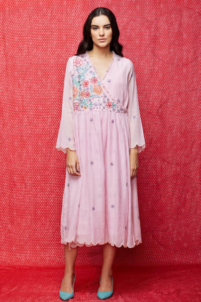 Swati Vijaivargie Pink bead embroidered tunic dress SWATJUN26D148232