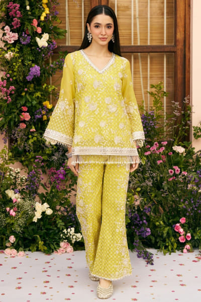 Lime green organza co-ord set