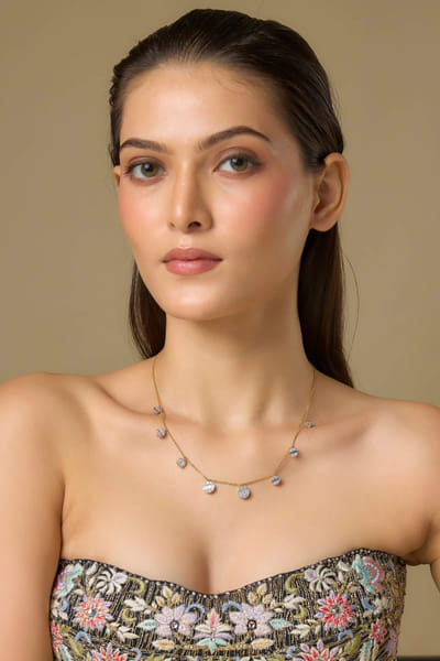 White Swarovski studded necklace