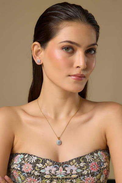 White Swarovski diamond pendant set