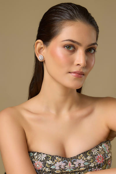 White and gold Swarovski diamond studs