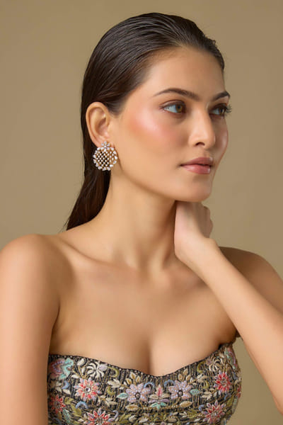 Gold and white Swarovski diamond earrings