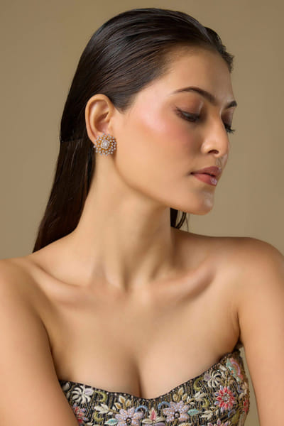 White Swarovski diamond studs