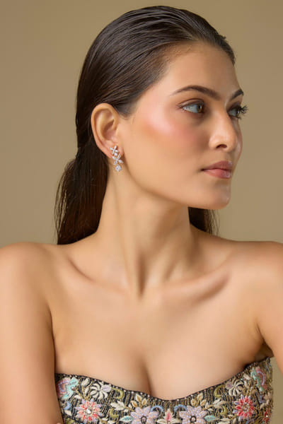 White Swarovski diamond danglers