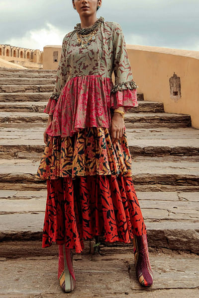 Multicoloured layered dress