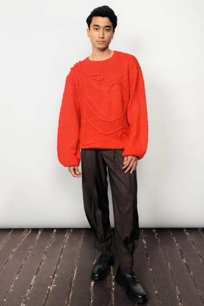 Taarini Anand Red crochet and hand-knit sweater TAARJUL26D150706