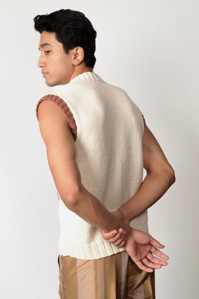 Taarini Anand Cream hand-knit sweater vest TAARJUL26D150707