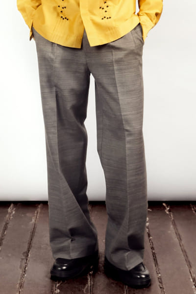 Taarini Anand Grey textured and pleated khadi silk trousers TAARJUL26D150708