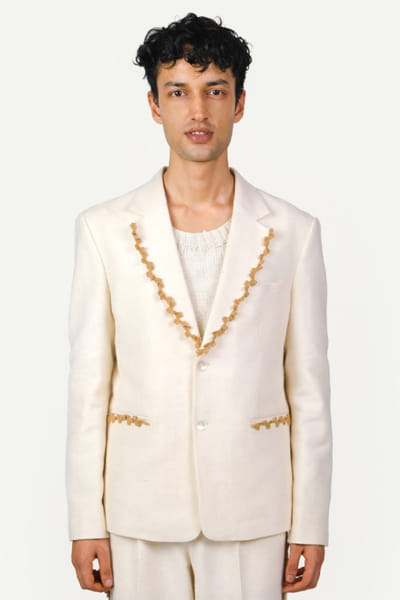 Taarini Anand Off white crochet blazer TAARJUL26D150714