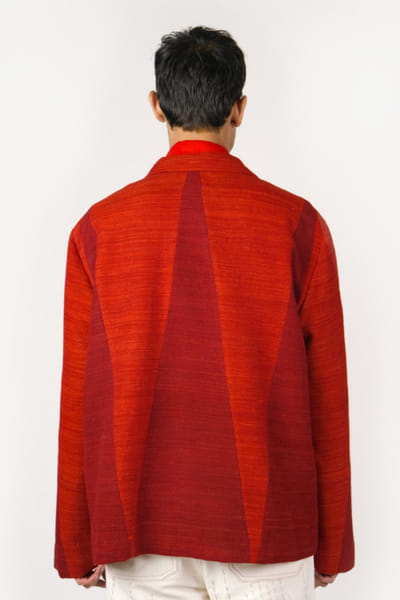 Taarini Anand Red and maroon khadi silk jacket TAARJUL26D150715