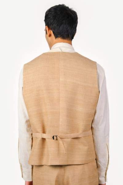 Taarini Anand Beige khadi silk waistcoat TAARJUL26D150717