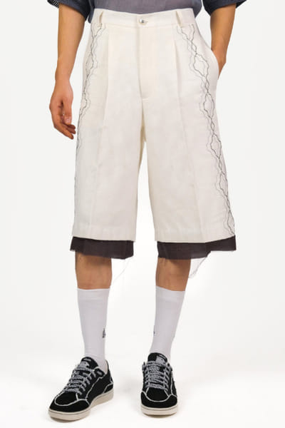 Taarini Anand Off white thread embroidered shorts TAARJUL26D150741