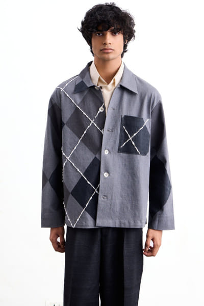 Taarini Anand Black and grey glass bead embroidered jacket TAARJUL26D150555