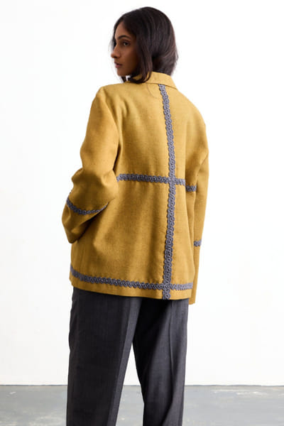 Taarini Anand Yellow crochet lace jacket TAARJUL26D150559