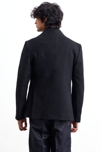 Taarini Anand Black wool bandhgala TAARJUL26D150560