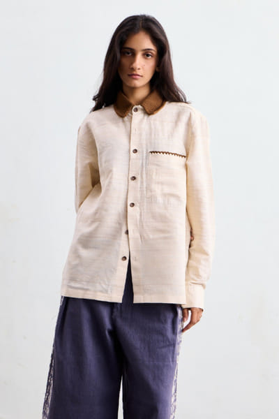 Taarini Anand White and brown knitted shirt TAARJUL26D150550