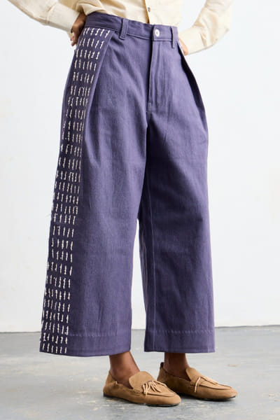 Taarini Anand Purple and white thread embroidered trousers TAARJUL26D150571