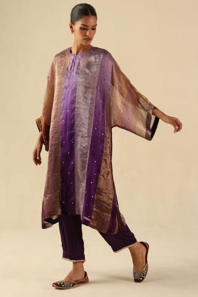 Purple embroidered kurta set