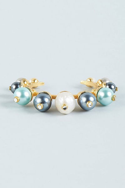Shell pearl embellished cuff bracelet