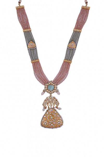 Gold finish meenakari necklace