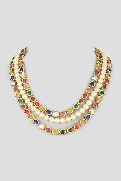 Polki and semi precious stone necklace