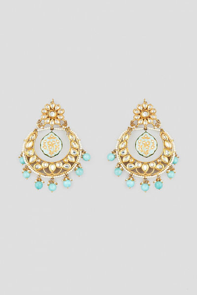 Gold finish kundan earrings