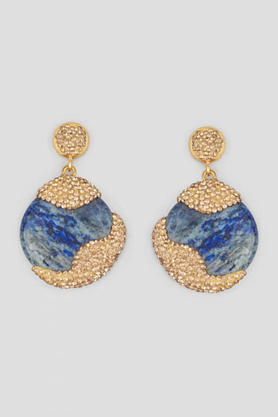 Lapiz stone and crystal earrings